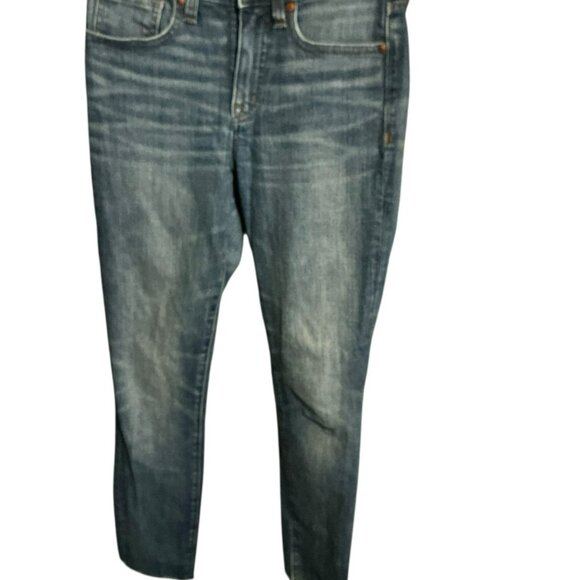 Madewell 10" High Rise Skinny Jeans Blue Medium Wash Stretch Womens 25 Raw Hem - Picture 2 of 4